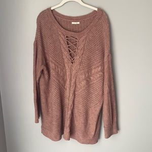 Maurices 2x lace front tunic sweater